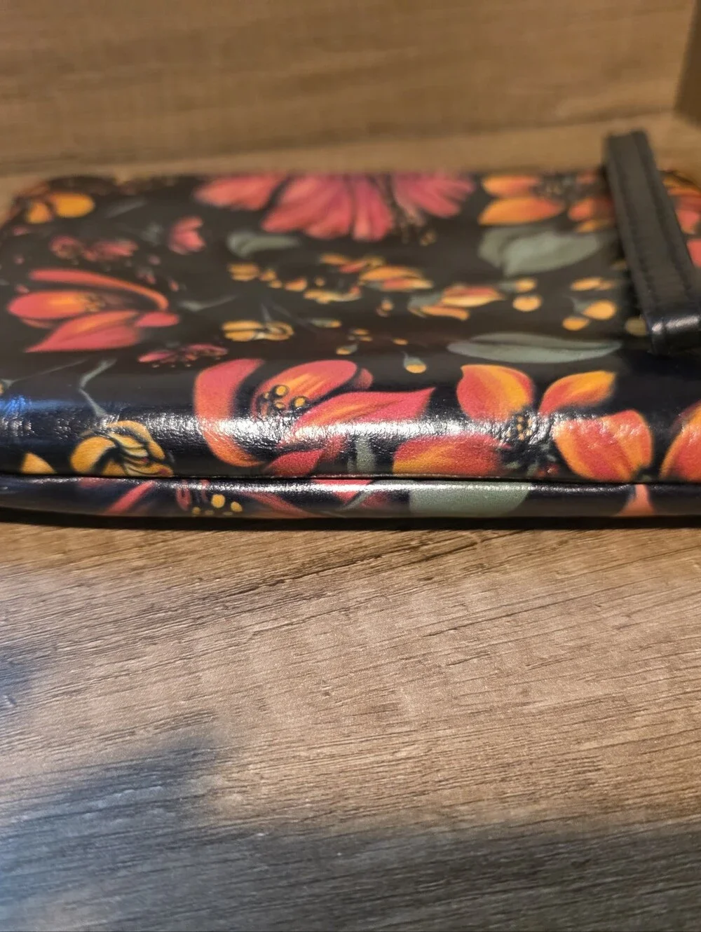 Particia Nash Floral Zip Pouch Clutch in Navy with Pink & Yellow Blooms